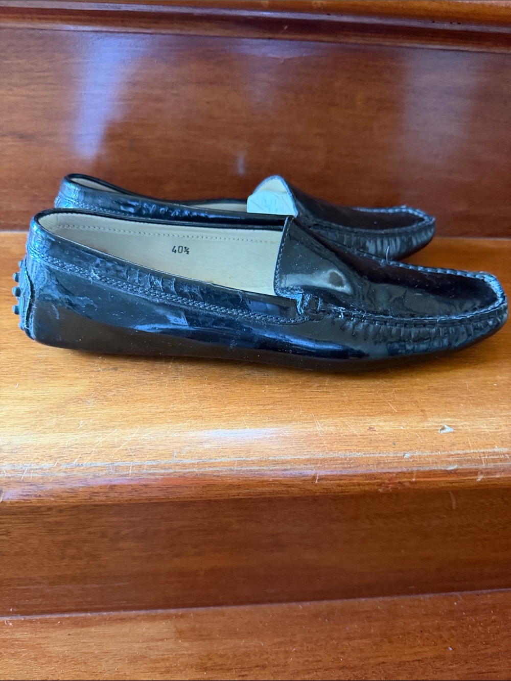 Tod's Gommino Black Patent Leather Driving Loafers